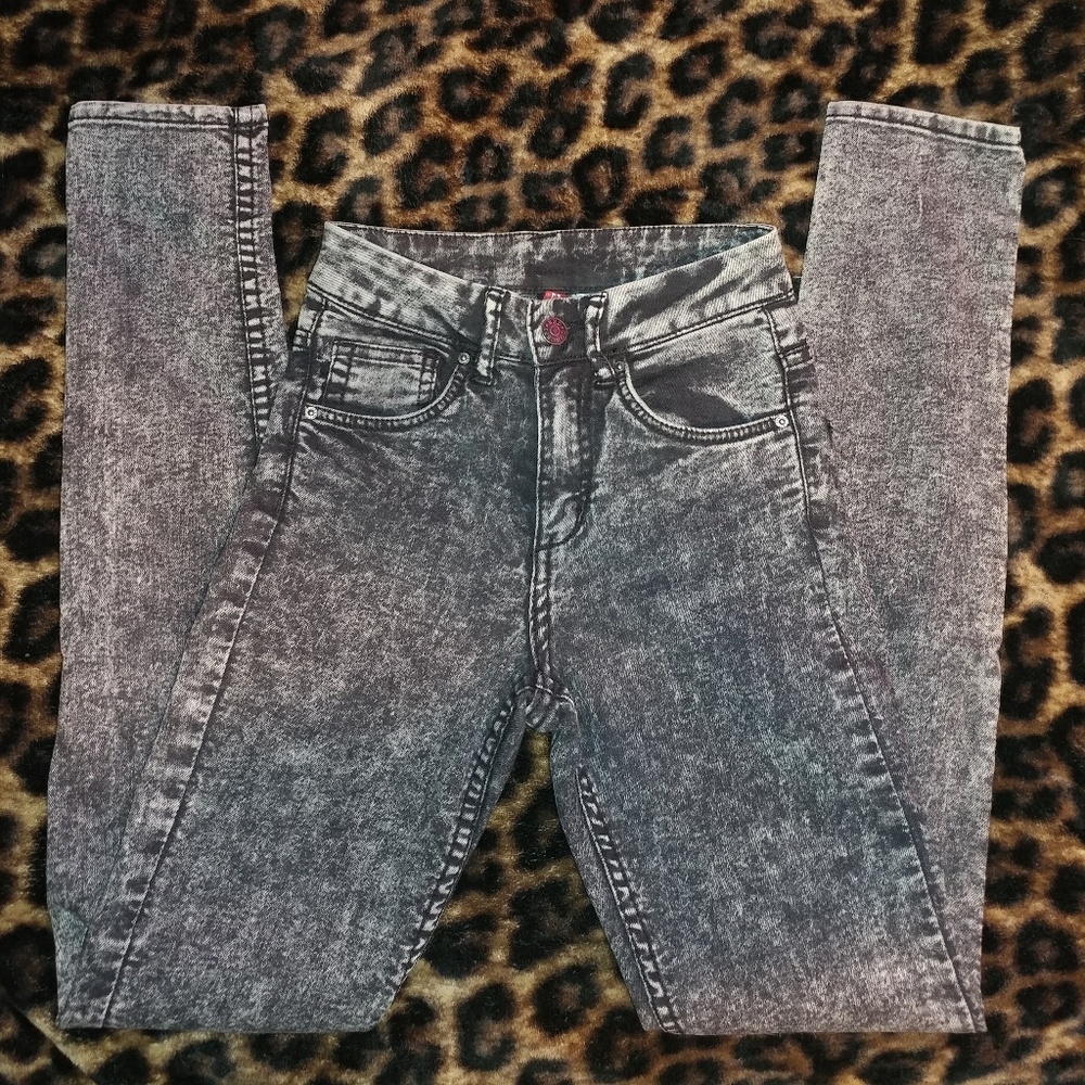 H&M Divided high waisted acid wash skinny jeans